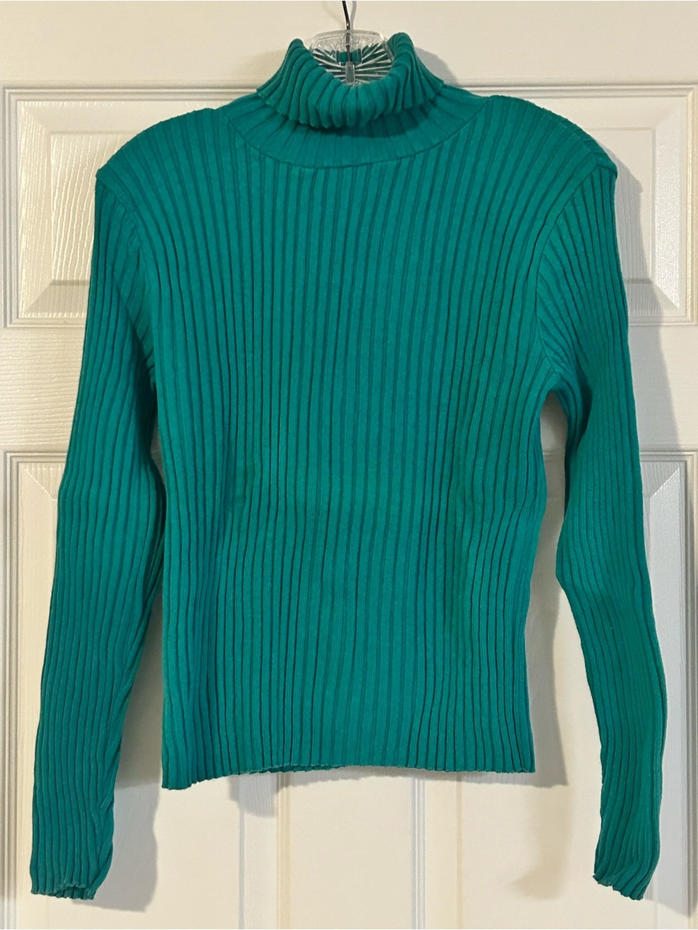Erik Stewart Vintage Ribbed Knit 100% Cotton Green Turtleneck Sweater XL